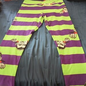 LuLaRoe Green and Purple Dracula One Size Leggings